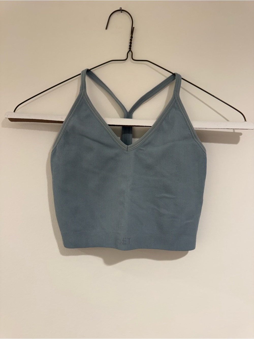 Set Active Blue Ribbed Top
